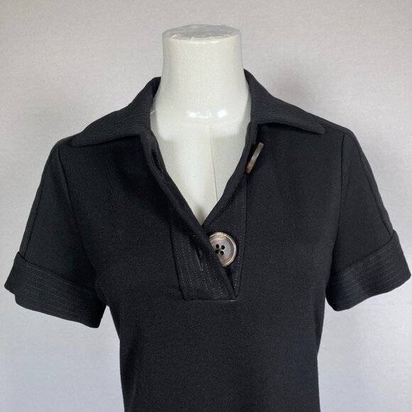 CHICOS Short Sleeve Button Detail Vintage Look Shirt Dress Size 0 Black - Picture 5 of 13